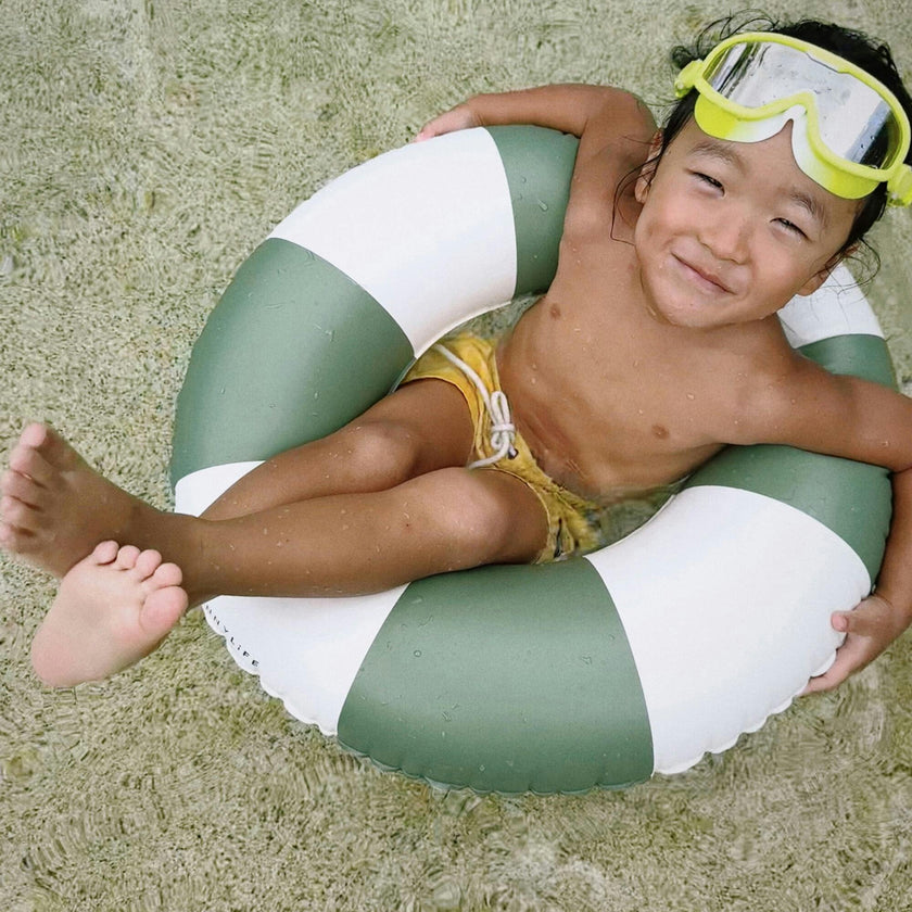 Mini Tube Pool Ring: Tides Out Olive Stripe