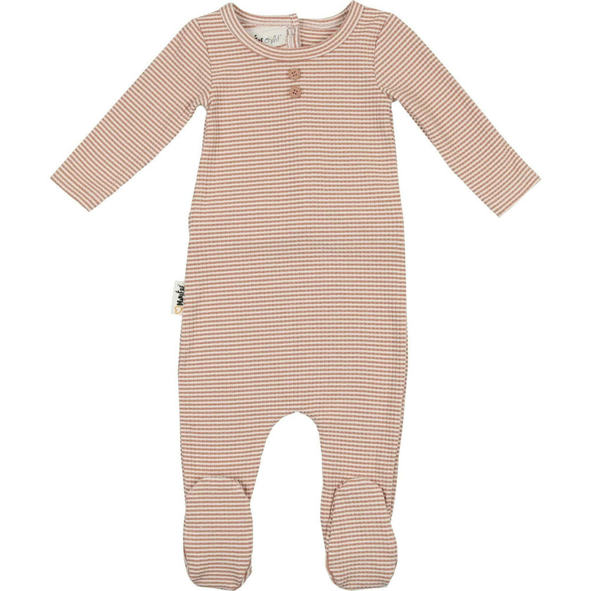 Button Striped Footie