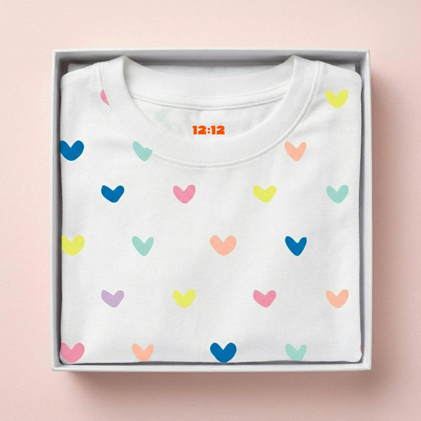 The Organic Long Sleeve Pajama Set [Rainbow Hearts]