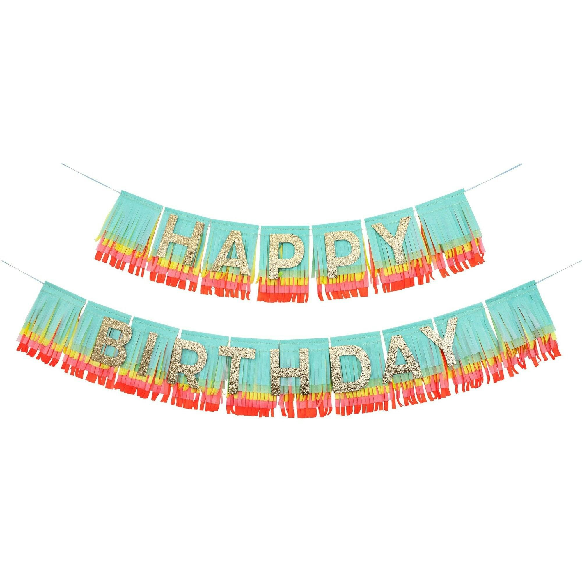 Rainbow Happy Birthday Fringe Garland Set