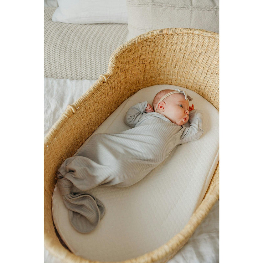 Ash Rib Knit Newborn Knotted Gown