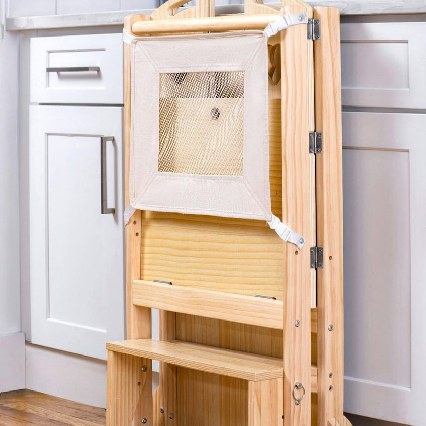 Laurel 4-in-1 Foldable Kitchen Tower, Step Stool, Slide & Chalkboard for Toddlers