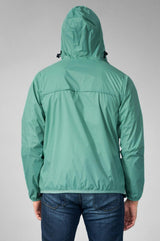 Moss green full zip packable Rain jacket and windbreaker