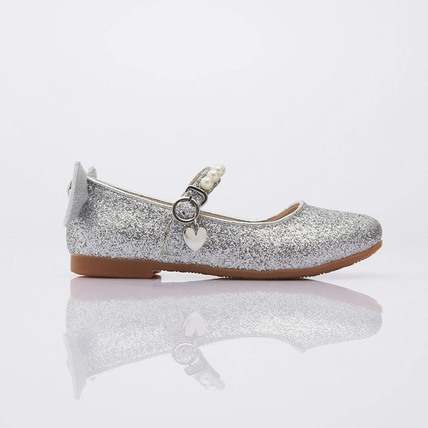 SIlver Glitter Bow Flats