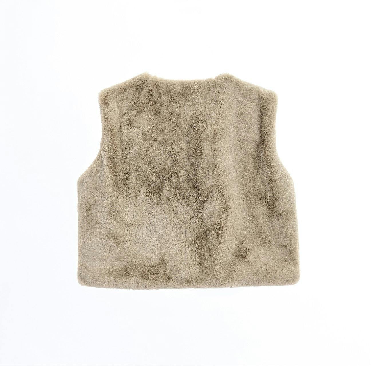 Beige Plush Fur Vest