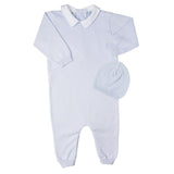 Boys Pique Collar Diamond Knit Longall & Hat Blue
