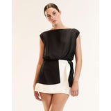 Domino Dress, Black White