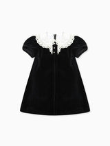 Black Clara Velvet Girl A-Line Dress