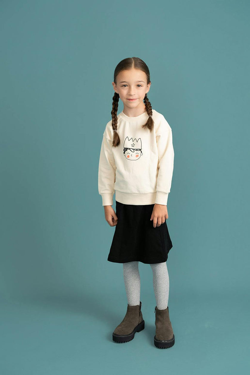 Crown Print Ribbed Button Front Sweatshirt