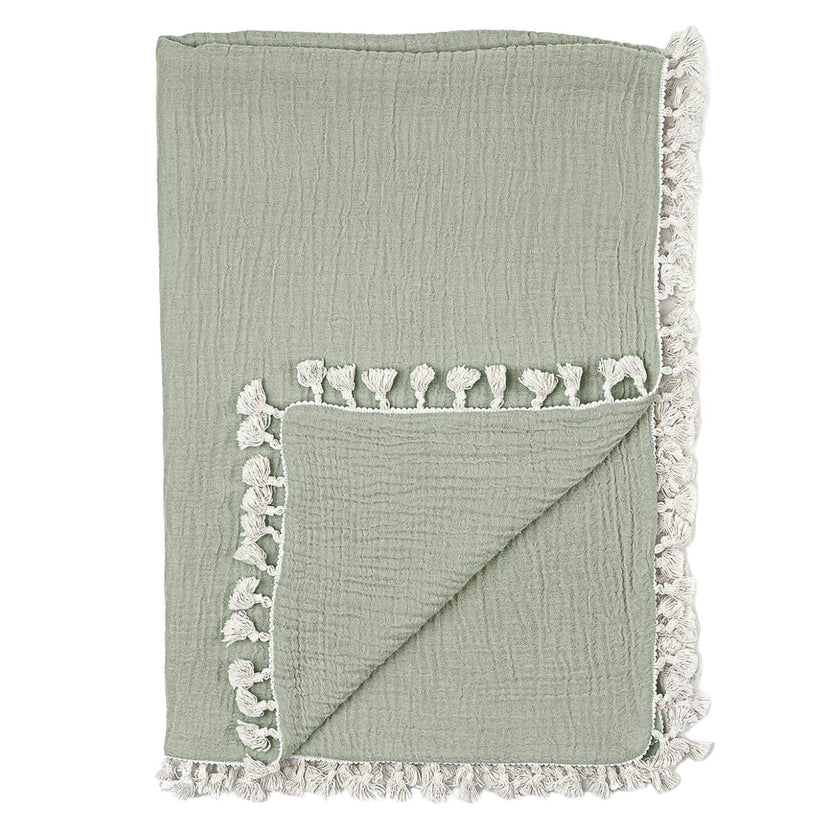 6-Layer Cotton Muslin Baby Blanket (Green Fern)