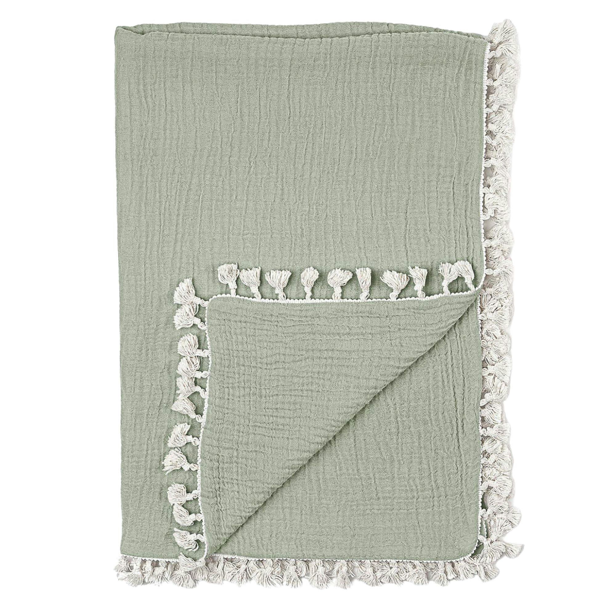 6-Layer Cotton Muslin Baby Blanket (Green Fern)