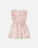 Viscose Dress Pink Printed Flowers