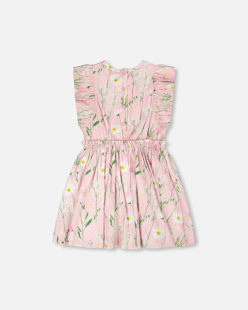 Viscose Dress Pink Printed Flowers