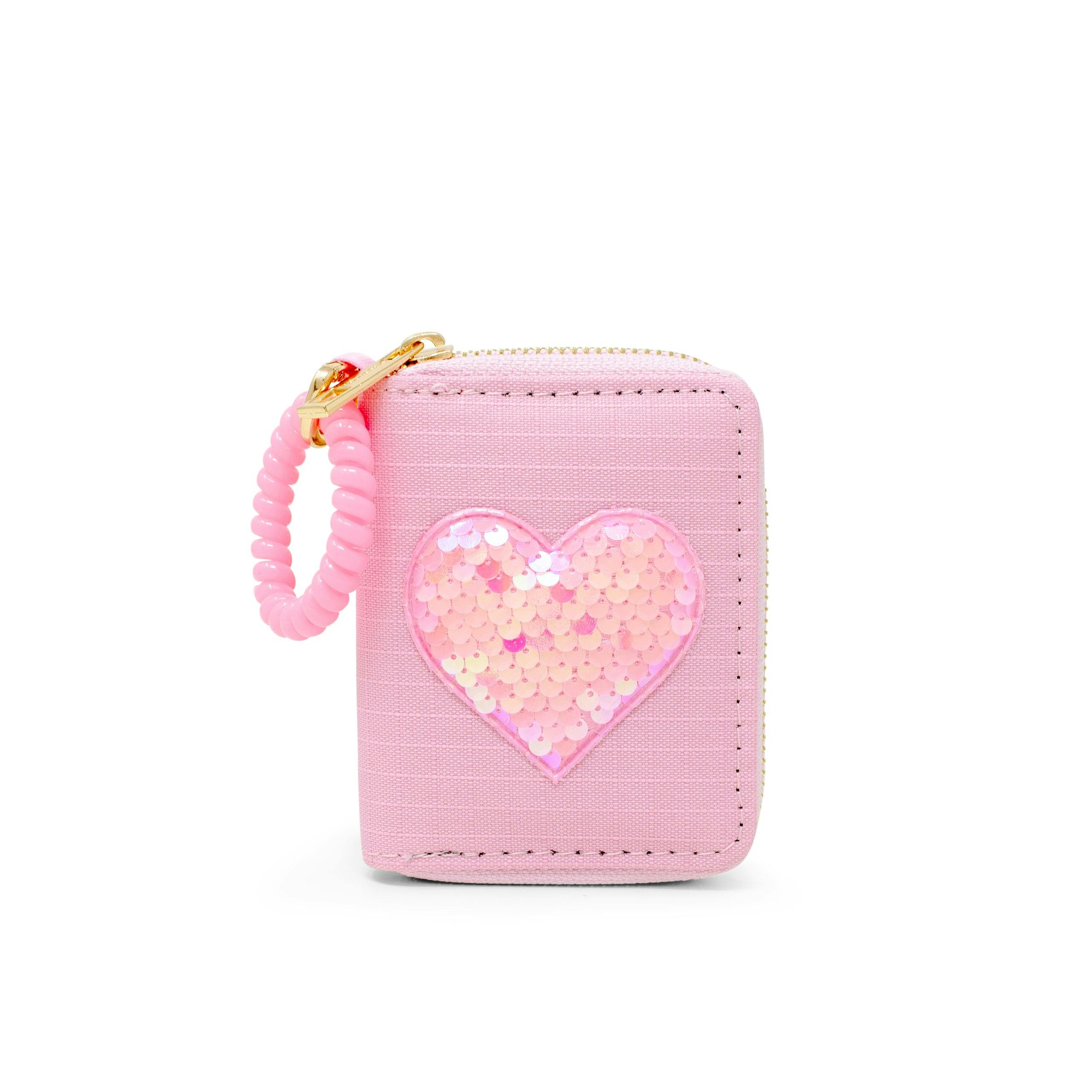 Sequin Heart Spiral Strap Wallet
