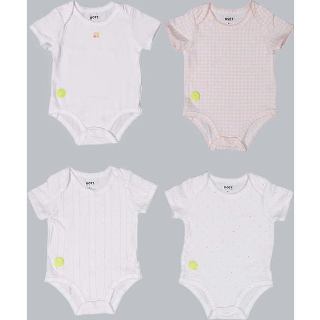 Baby Girl Short Sleeve 4pc Onesie Set
