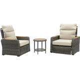 Teamson Home Outdoor Seating Wicker Frame & Wood Armrests Recliner Set in Gray