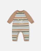 Knitted Romper Blue and Green Stripes