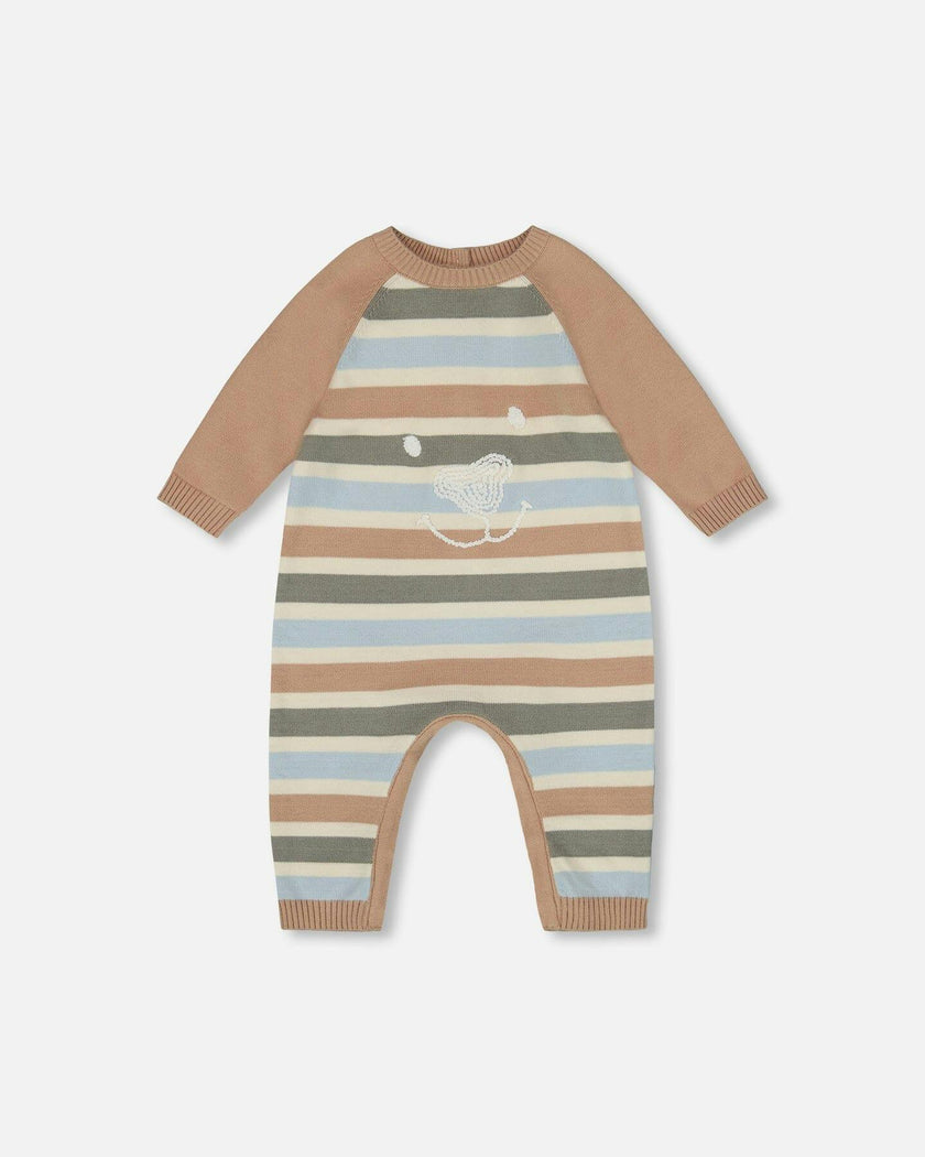 Knitted Romper Blue and Green Stripes
