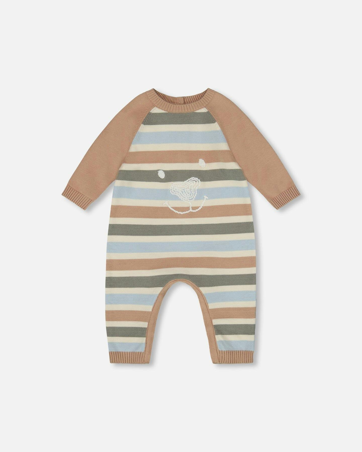 Knitted Romper Blue and Green Stripes