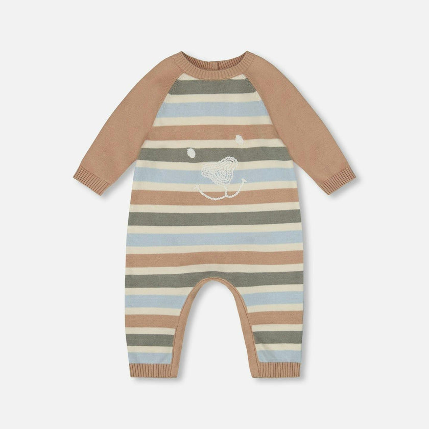 Knitted Romper Blue and Green Stripes