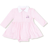 Baby Golf Carts - Pink - Long Sleeve Polo Bodysuit Dress