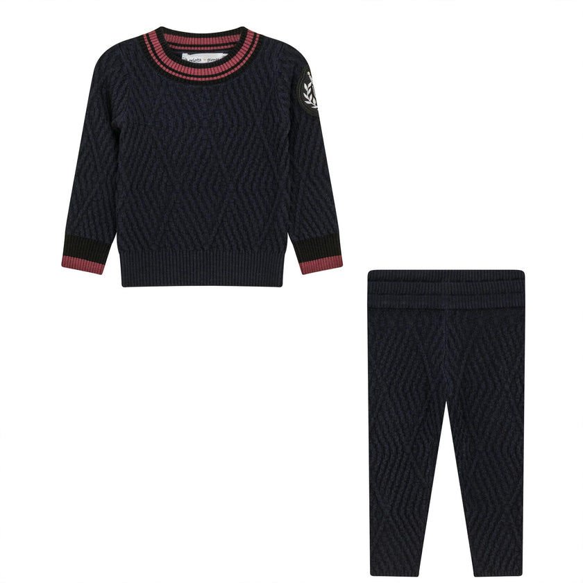 Diamond Knit Textured Elastic Waist Top and Leggings Two Piece Set