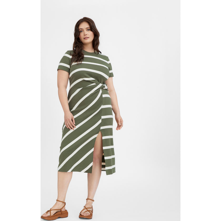 Women's Short Sleeve Striped Cody Dress, Green