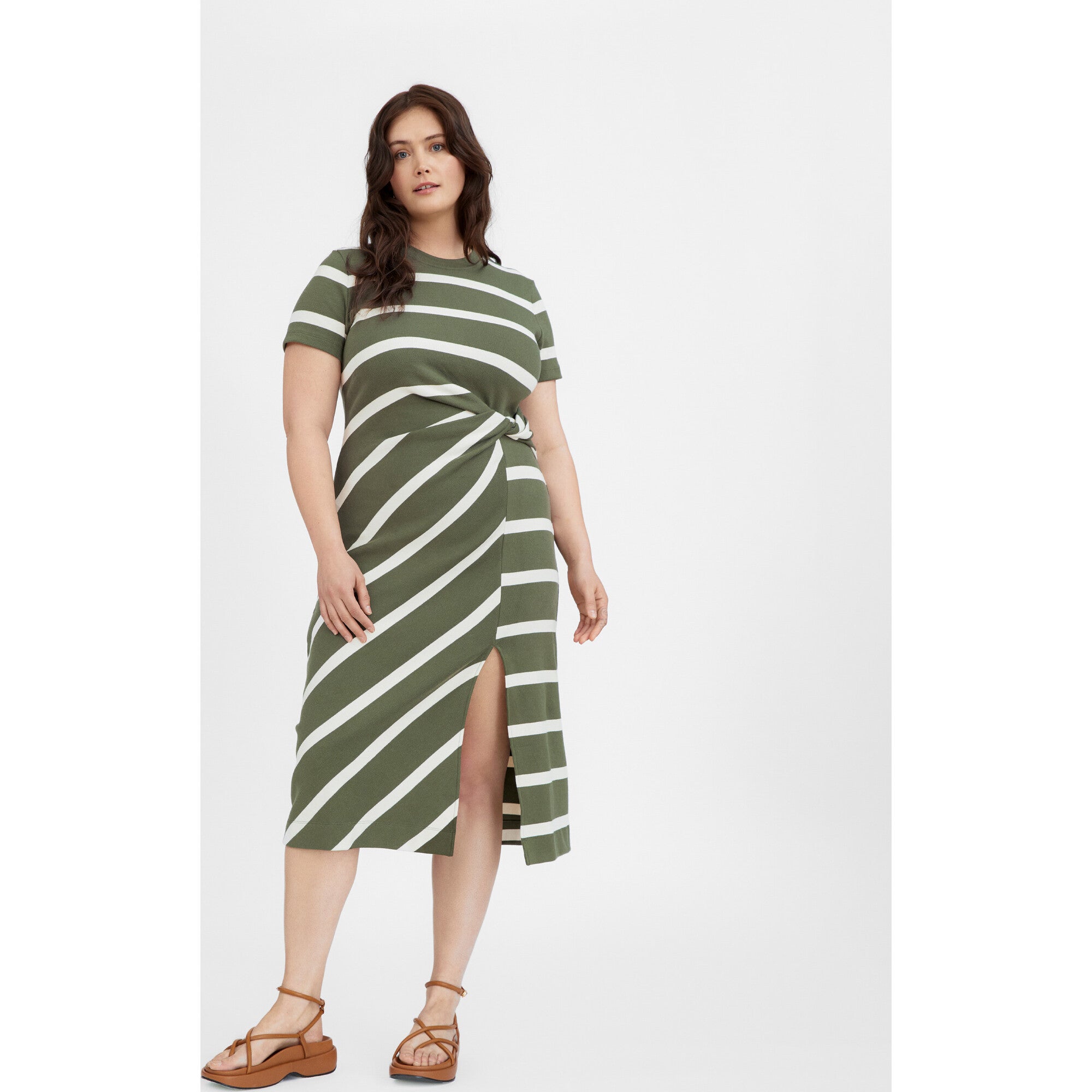 Women's Short Sleeve Striped Cody Dress, Green