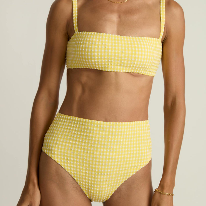 women's soleil gingham high waist bikini bottom