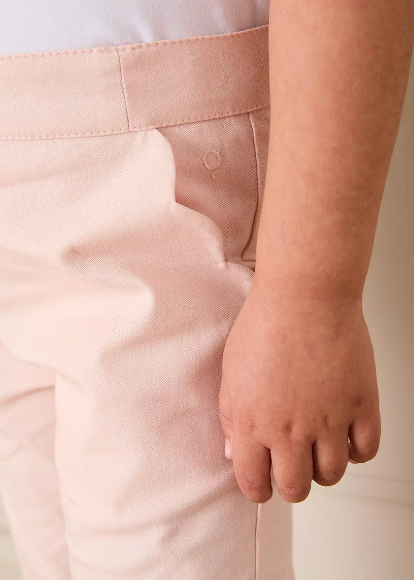 Scallop Edged Pocket Bow Detail Trousers in Baby Pink (18mths-4yrs)