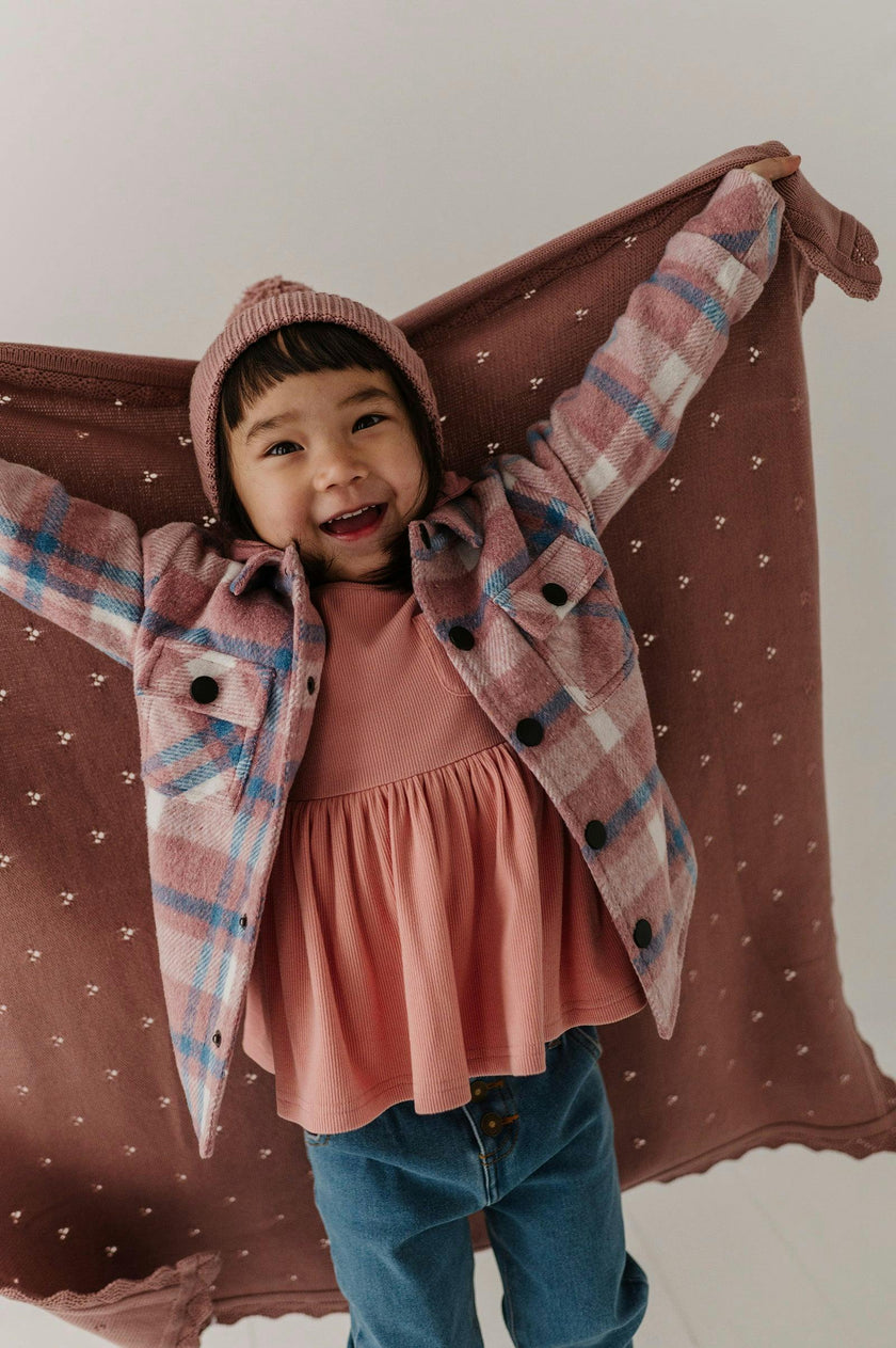 Knit Blanket in Rose