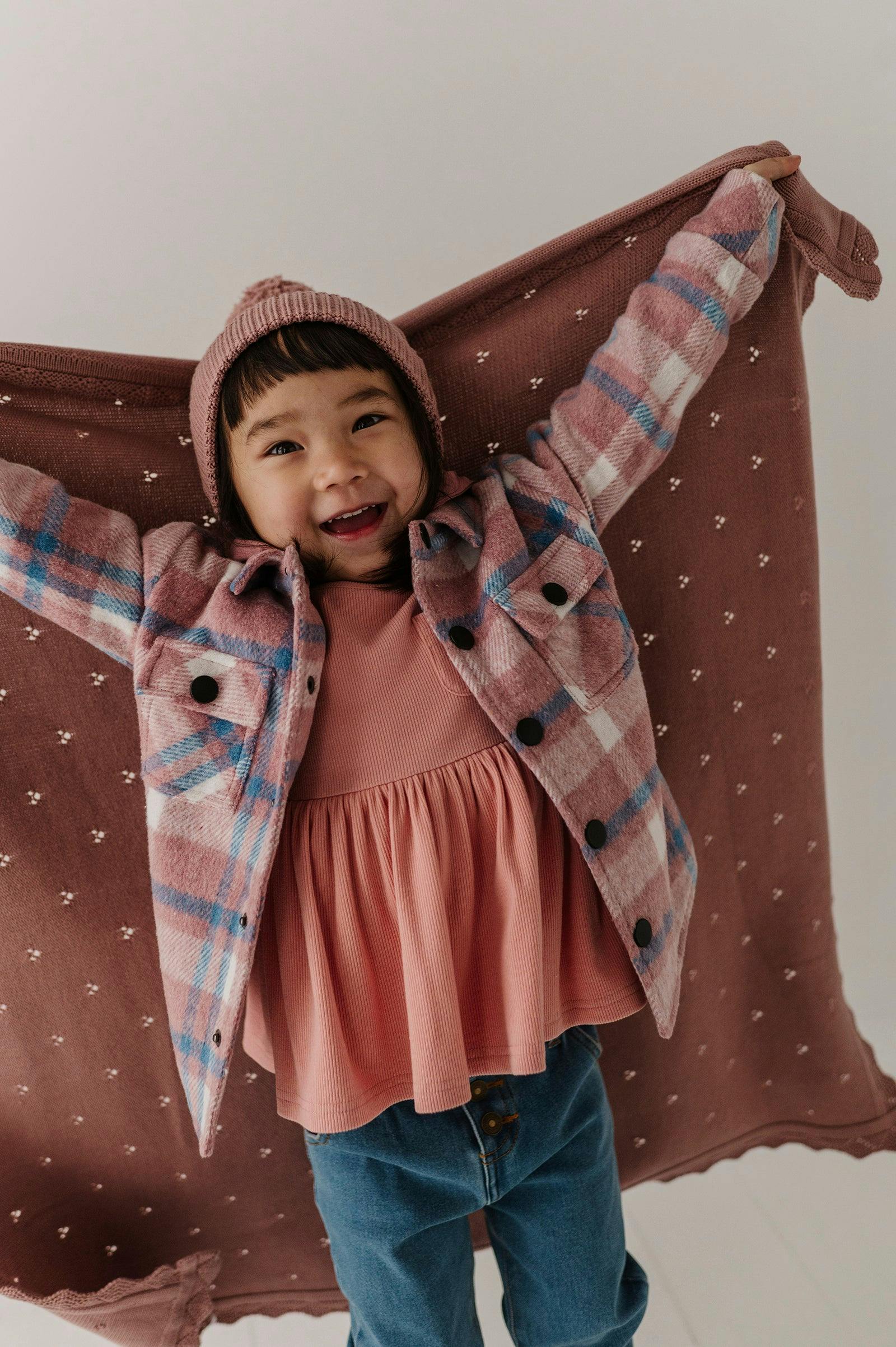 Knit Blanket in Rose