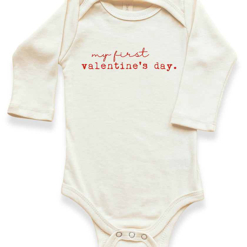 My First Valentine's Day Organic Baby Bodysuit Long Sleeve