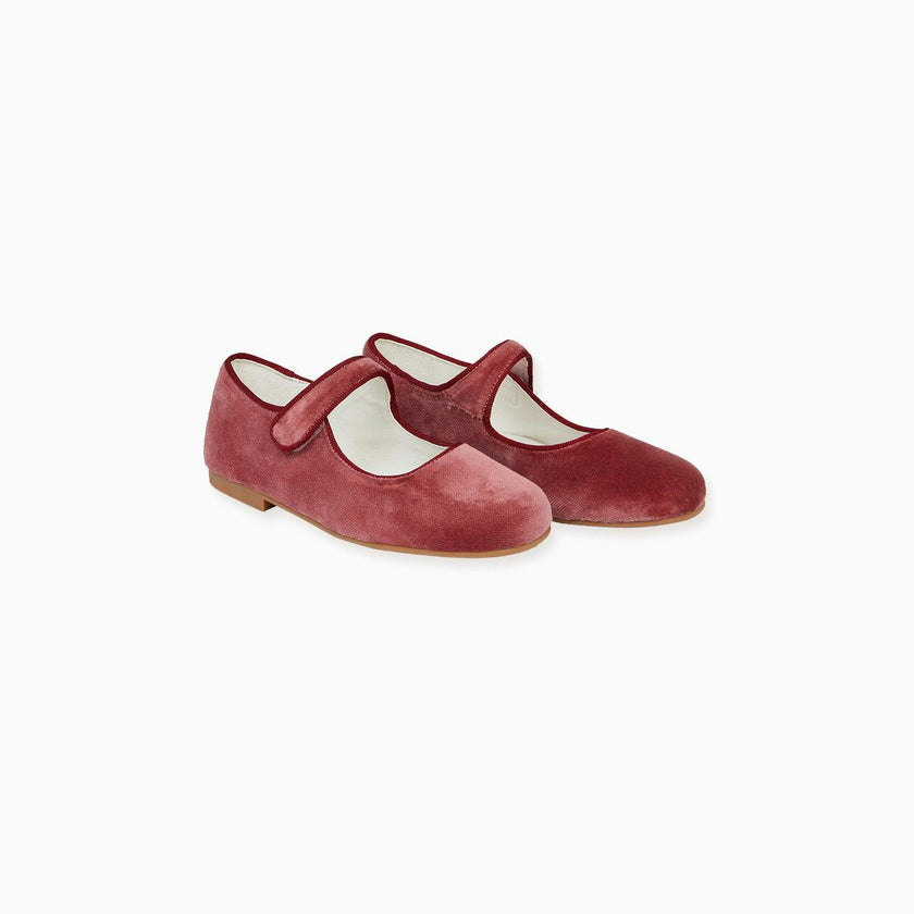 Dusty Pink Velvet Girl Mary Jane Shoes