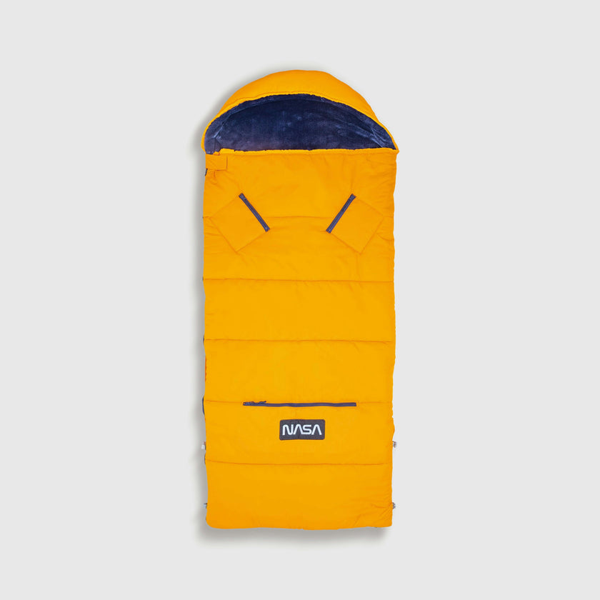 Sleep-N-Pack™ – Big Kid Size | NASA Official Logo & Patches | 2-in-1 Backpack & Sleeping Bag with Cozy Fleece Liner - ORANGE