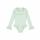 Girls' long-sleeved swimsuit with green stripes | CANDY BABY