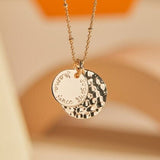 Personalized Hammered Double Disc Necklace, 18k Rose Gold Plated