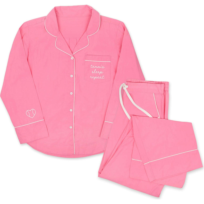 Tennis Sleep Repeat Long Pajama Set