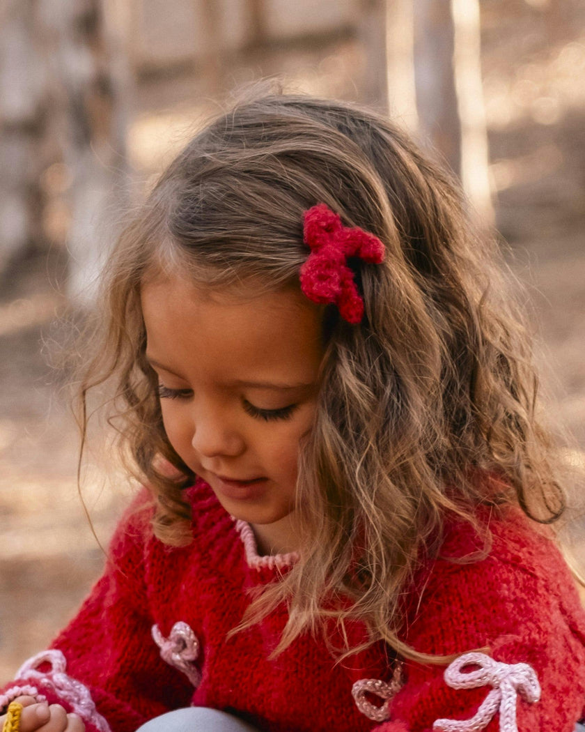 Knitted Bows in Crimson