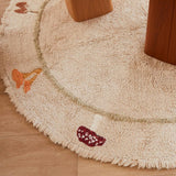 Chanterelle & Morel Mushrooms Round Washable Rug