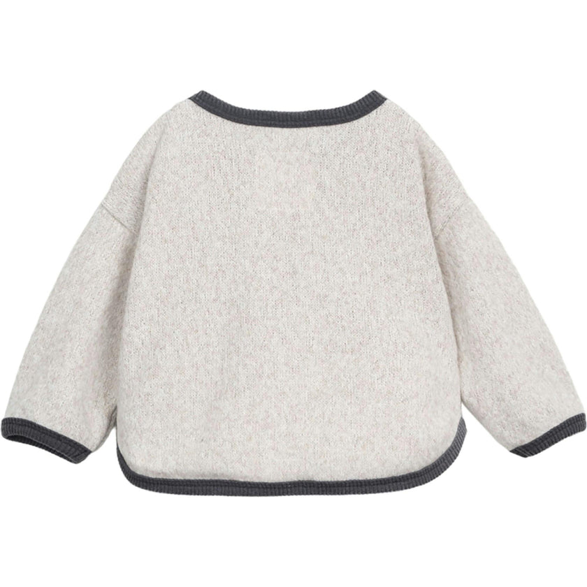 Contrast Trim Crew Neck Long Sleeve 2-Button Shoulder Sweatshirt