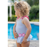 Seersucker Swimsuit With Flowers