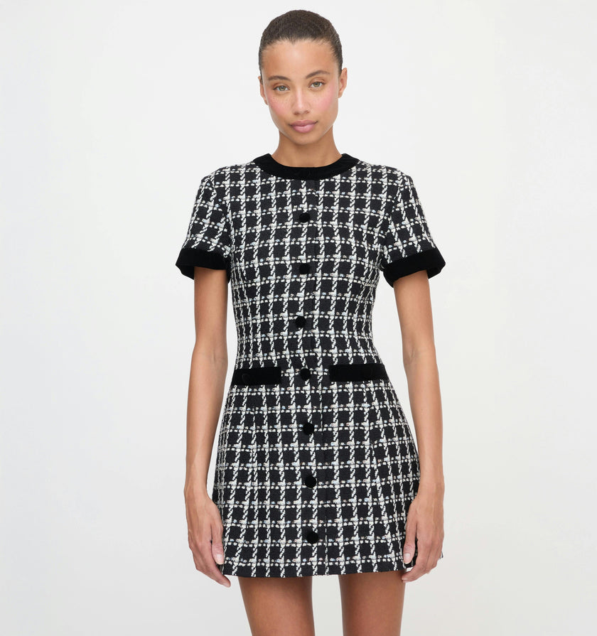 The Allegra Dress - Black and White Tweed