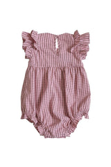 Baby Ana Romper in Pink & Brown Gingham