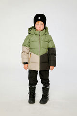Color-Block Winter Jacket Olive Green