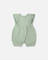 Cotton Pointelle Jersey Romper With Frills
