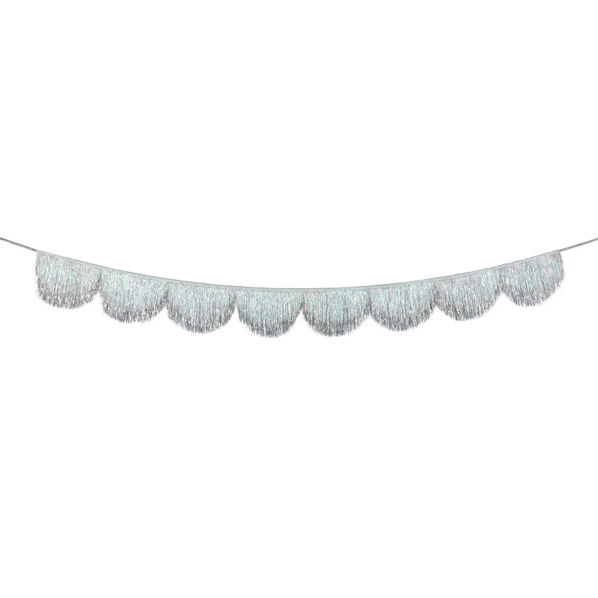 Silver Iridescent Tinsel Scallop Garland