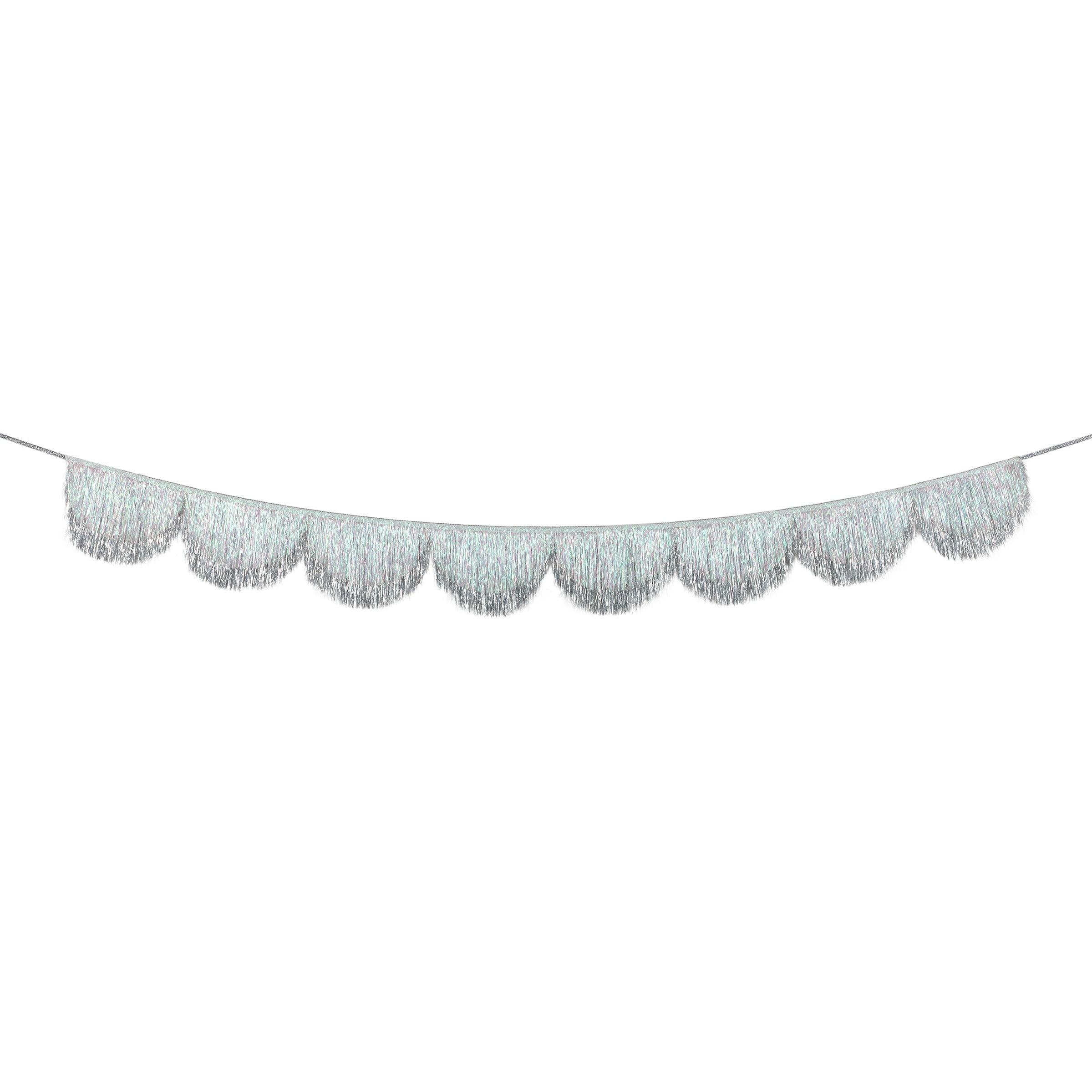 Silver Iridescent Tinsel Scallop Garland