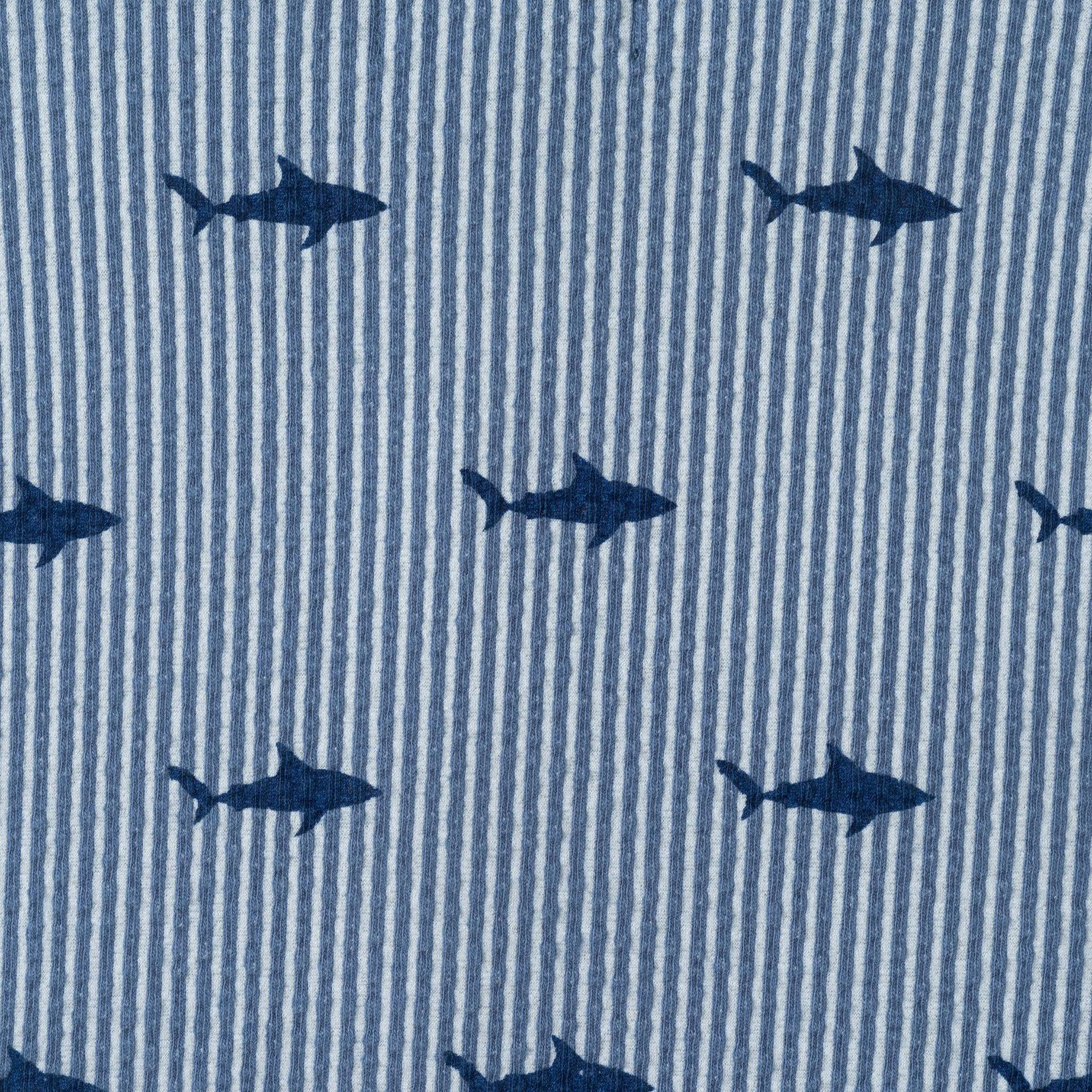 Boys Short Sleeve Cabana Set | Navy Stripe Shark