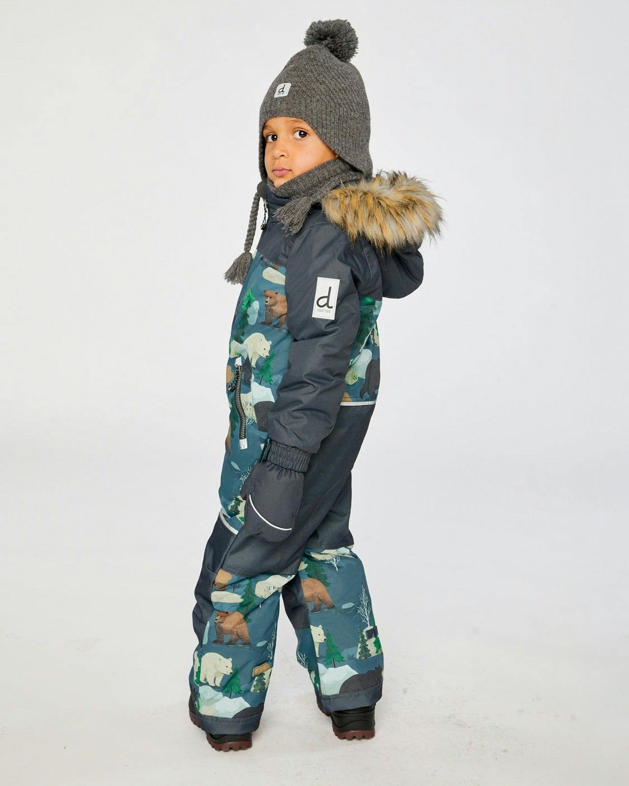 Kids One Piece Discover Snowsuit Blue Bear Print